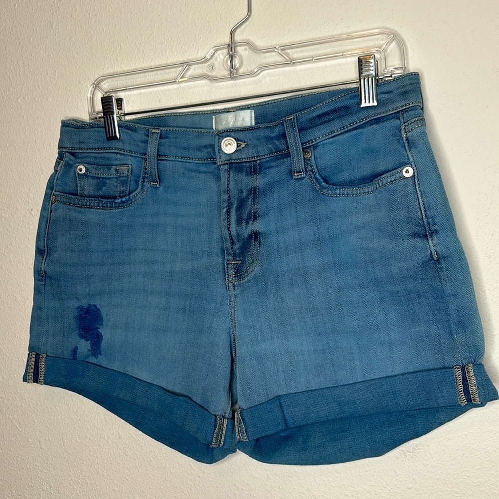 7 For All Mankind size 29 mid-rise denim roll shorts